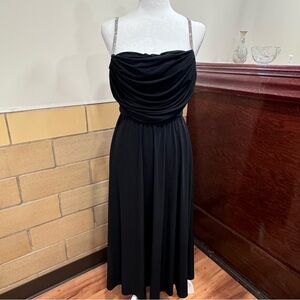 Vintage USA union label black dress with Rhinestone straps